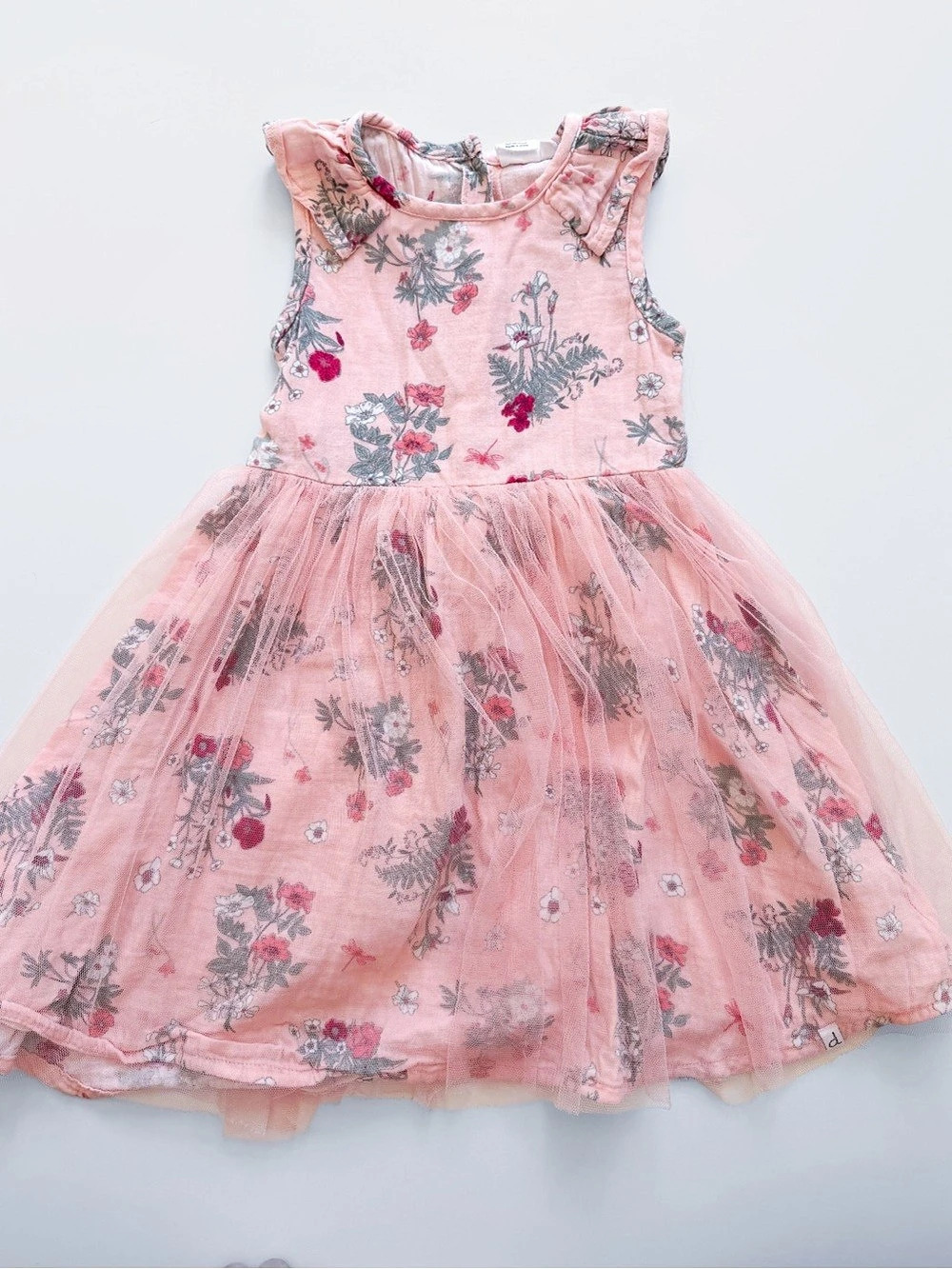 Deux Par Deux Girls Floral Tulle Dress in Pink